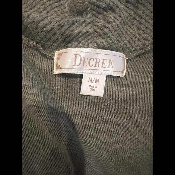 Decree Cardigan Sweater Women Medium Olive Green Knit Open Short Sleeve (A17) - Picture 4 of 5